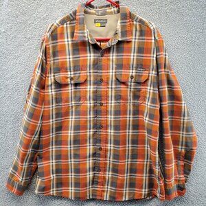 Eddie Bauer Men’s Classic Fit Orange Plaid Shirt Size XL‎ Long Sleeve Pockets